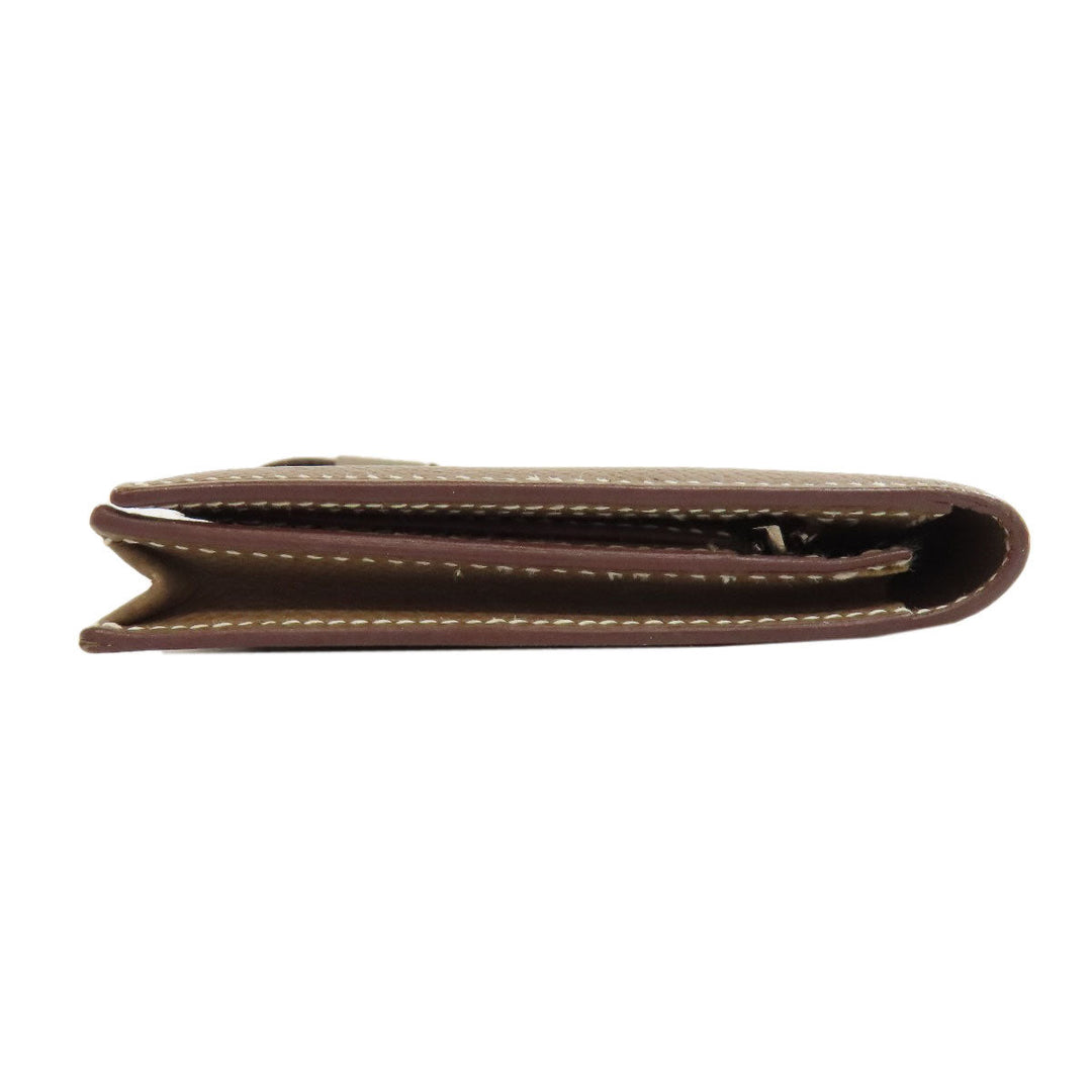 HERMES Long Wallet Purse Epsom beige Bearn soufflet etope SilverMetal Women Used Authentic