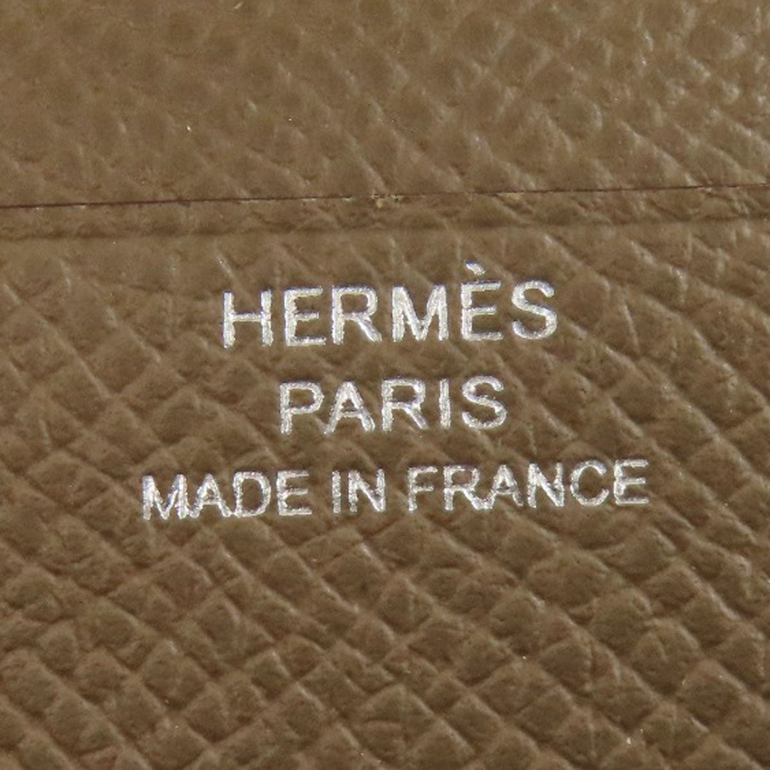 HERMES Long Wallet Purse Epsom beige Bearn soufflet etope SilverMetal Women Used Authentic