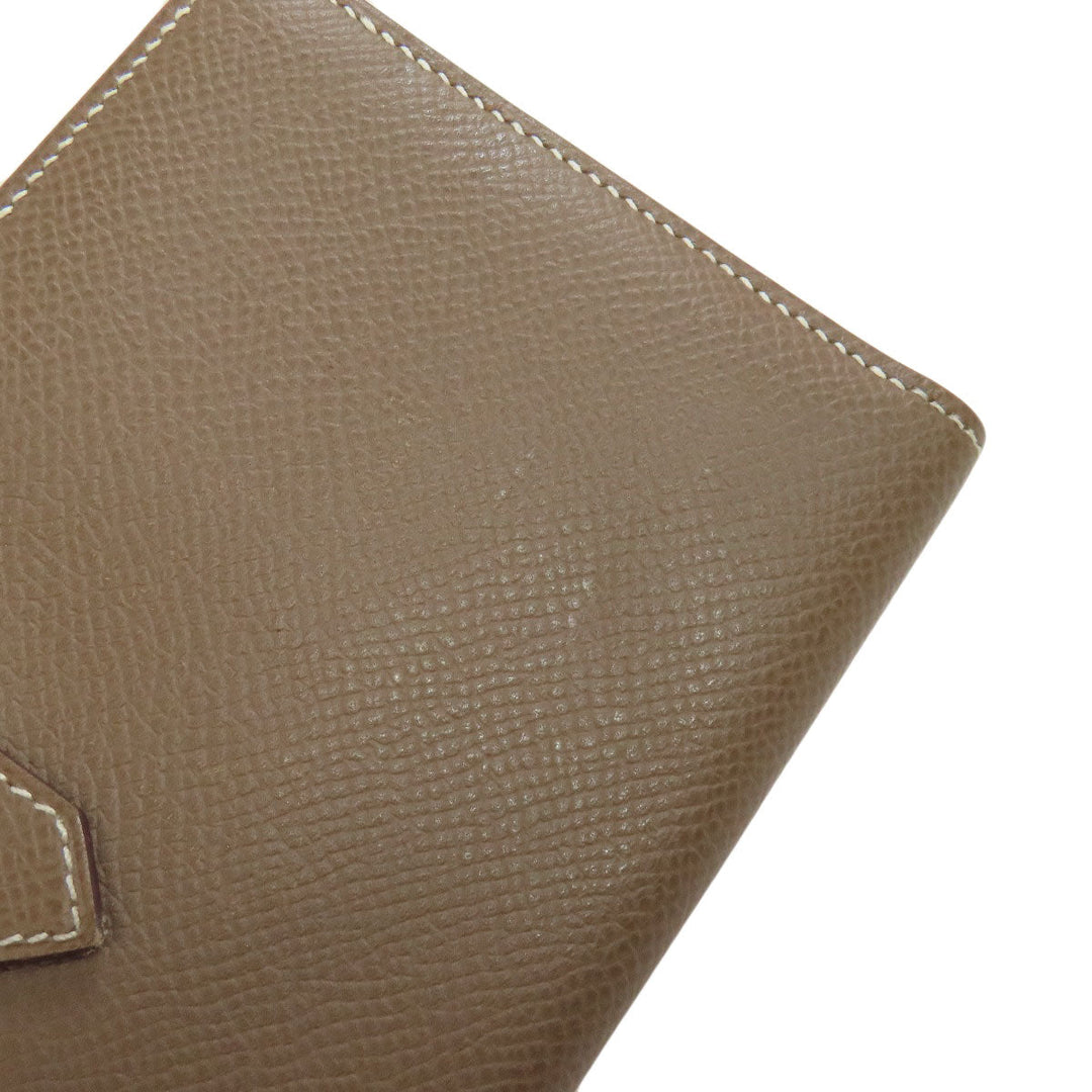 HERMES Long Wallet Purse Epsom beige Bearn soufflet etope SilverMetal Women Used Authentic