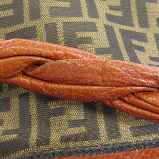 FENDI Shoulder Bag Nylon, Leather Brown one belt Zucca Pattern Women Used Authentic