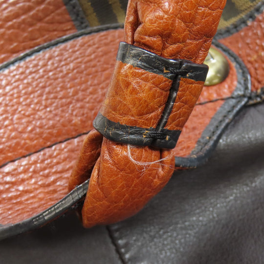 FENDI Shoulder Bag Nylon, Leather Brown one belt Zucca Pattern Women Used Authentic