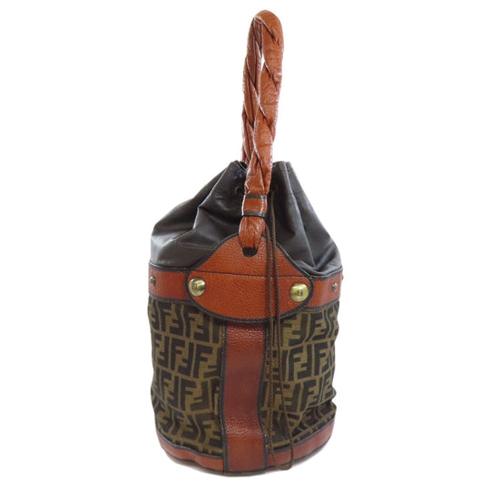 FENDI Shoulder Bag Nylon, Leather Brown one belt Zucca Pattern Women Used Authentic