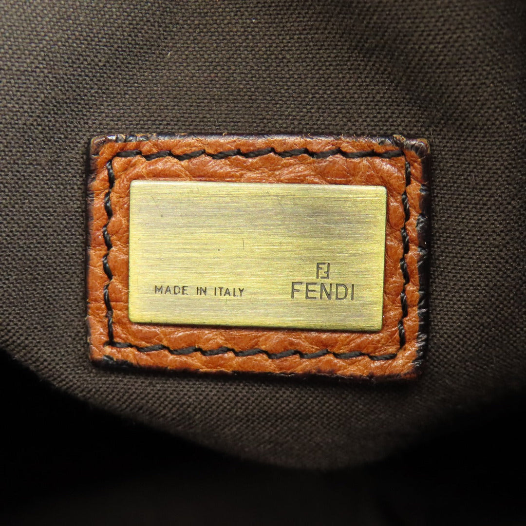 FENDI Shoulder Bag Nylon, Leather Brown one belt Zucca Pattern Women Used Authentic