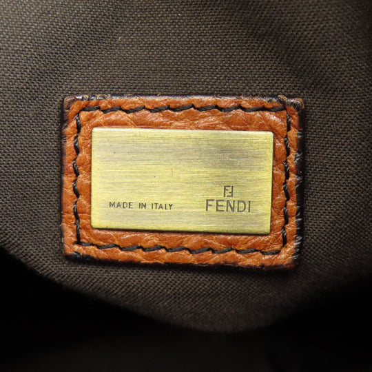 FENDI Shoulder Bag Nylon, Leather Brown one belt Zucca Pattern Women Used Authentic