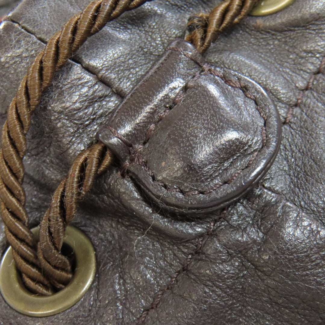 FENDI Shoulder Bag Nylon, Leather Brown one belt Zucca Pattern Women Used Authentic