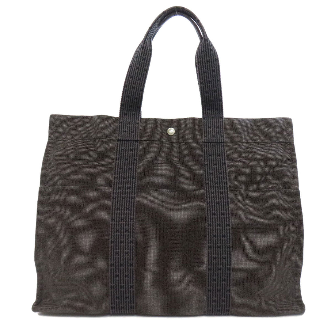 HERMES Tote Bag canvas gray Her LineGM Women Used Authentic