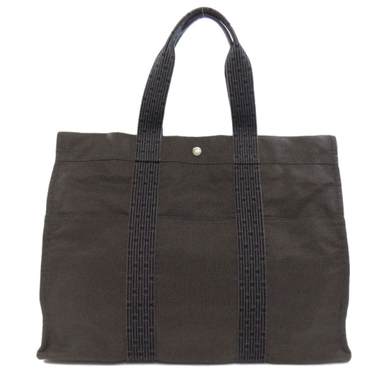 HERMES Tote Bag canvas gray Her LineGM Women Used Authentic