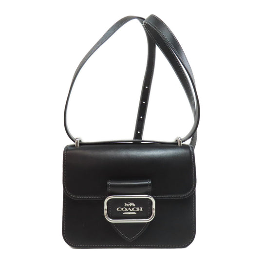 COACH Shoulder Bag CL416 leather black Morgan Square Crossbody Women Used Authentic
