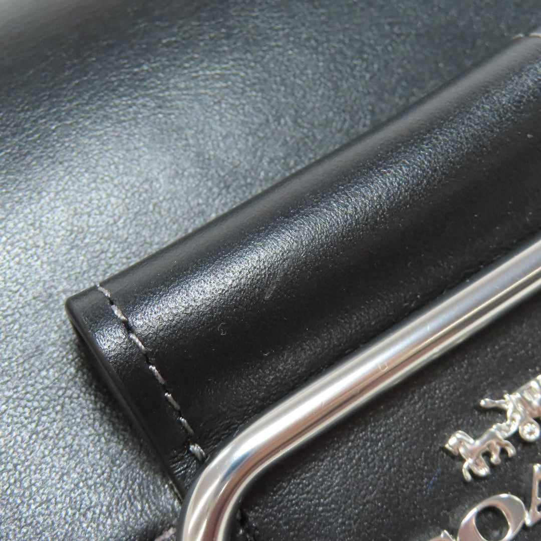 COACH Shoulder Bag CL416 leather black Morgan Square Crossbody Women Used Authentic