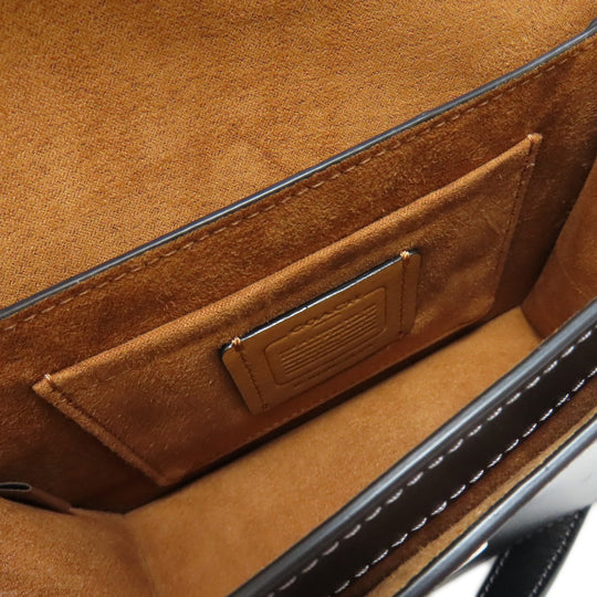 COACH Shoulder Bag CL416 leather black Morgan Square Crossbody Women Used Authentic