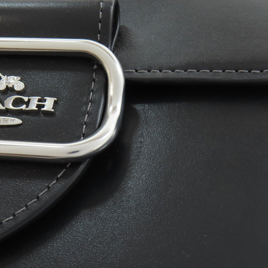 COACH Shoulder Bag CL416 leather black Morgan Square Crossbody Women Used Authentic