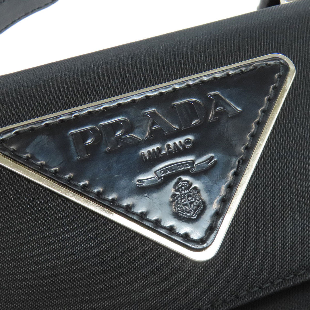 PRADA Handbag Nylon black logoMetal Women Used Authentic