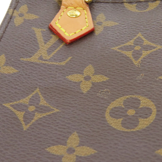 LOUIS VUITTON Handbag M69442 Monogram canvas Brown Petit Sac Plat Women Used Authentic