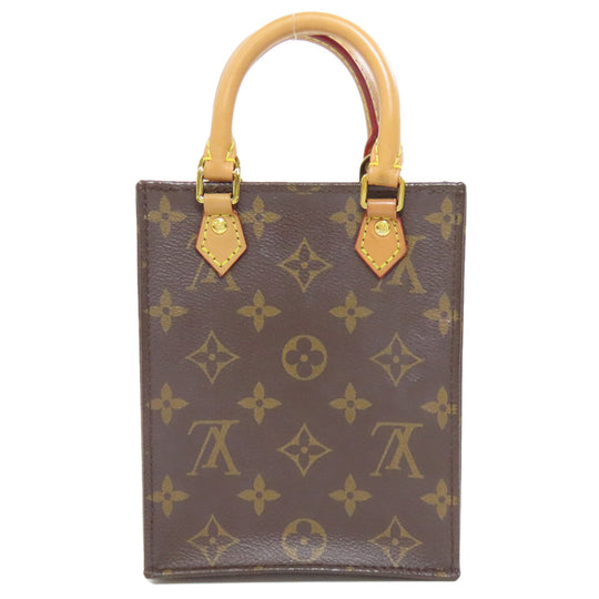 LOUIS VUITTON Handbag M69442 Monogram canvas Brown Petit Sac Plat Women Used Authentic