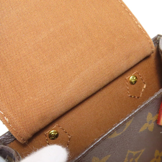 LOUIS VUITTON Handbag M69442 Monogram canvas Brown Petit Sac Plat Women Used Authentic