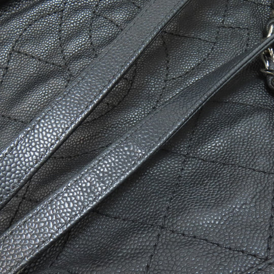 CHANEL Tote Bag Grained Calfskin Skin black Matelasse SilverMetal Women Used Authentic