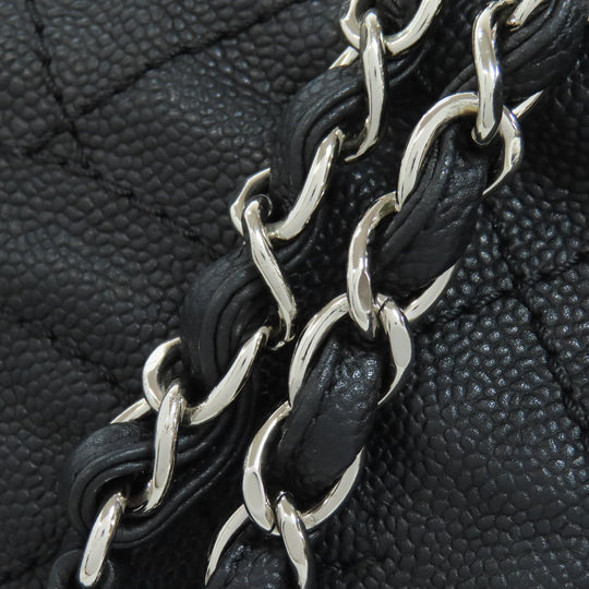 CHANEL Tote Bag Grained Calfskin Skin black Matelasse SilverMetal Women Used Authentic