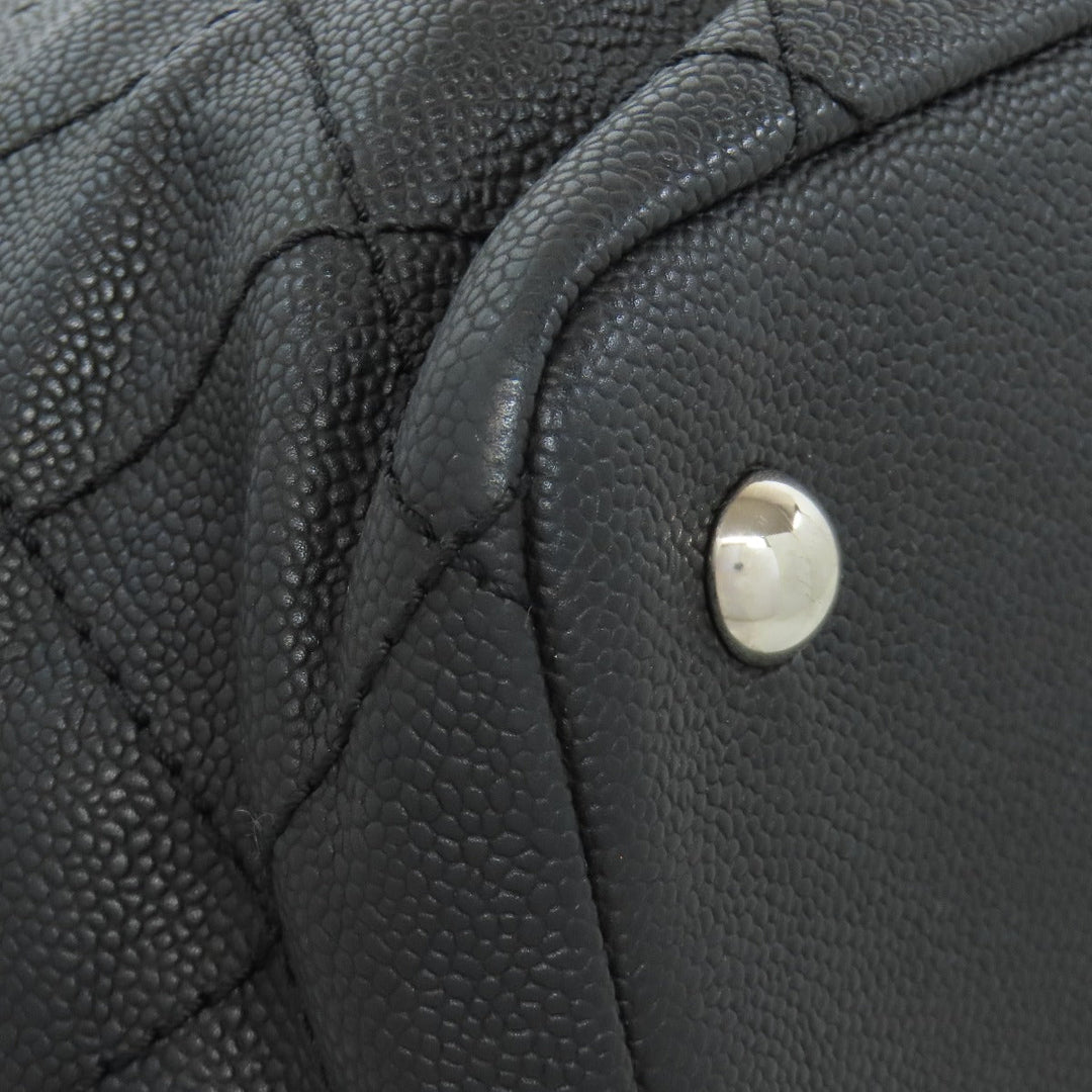 CHANEL Tote Bag Grained Calfskin Skin black Matelasse SilverMetal Women Used Authentic