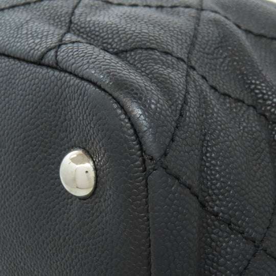 CHANEL Tote Bag Grained Calfskin Skin black Matelasse SilverMetal Women Used Authentic