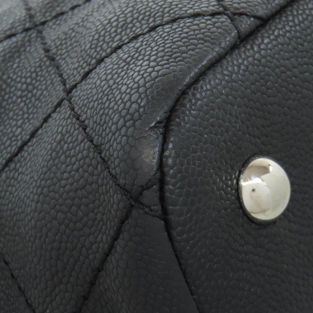 CHANEL Tote Bag Grained Calfskin Skin black Matelasse SilverMetal Women Used Authentic