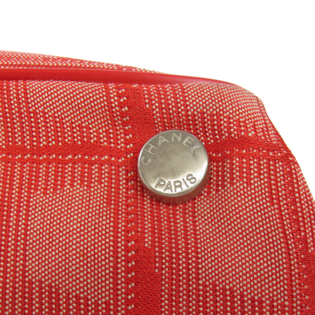 CHANEL Tote Bag Nylon jacquard Red New Travel Line MM Women Used Authentic