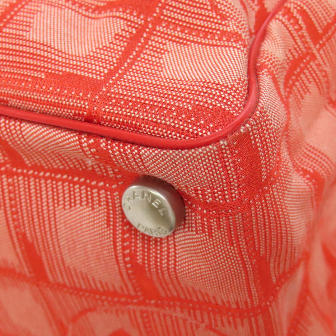 CHANEL Tote Bag Nylon jacquard Red New Travel Line MM Women Used Authentic
