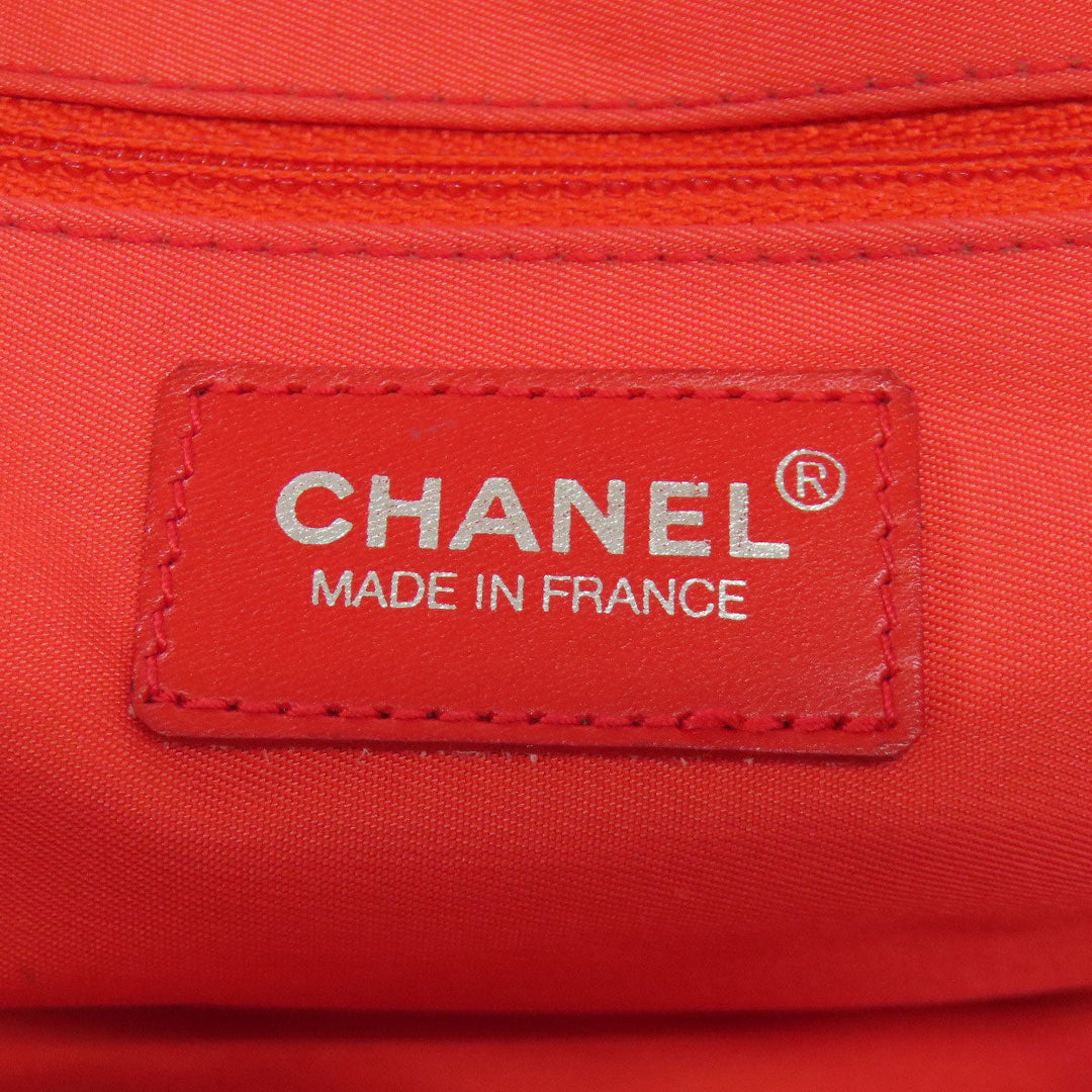 CHANEL Tote Bag Nylon jacquard Red New Travel Line MM Women Used Authentic