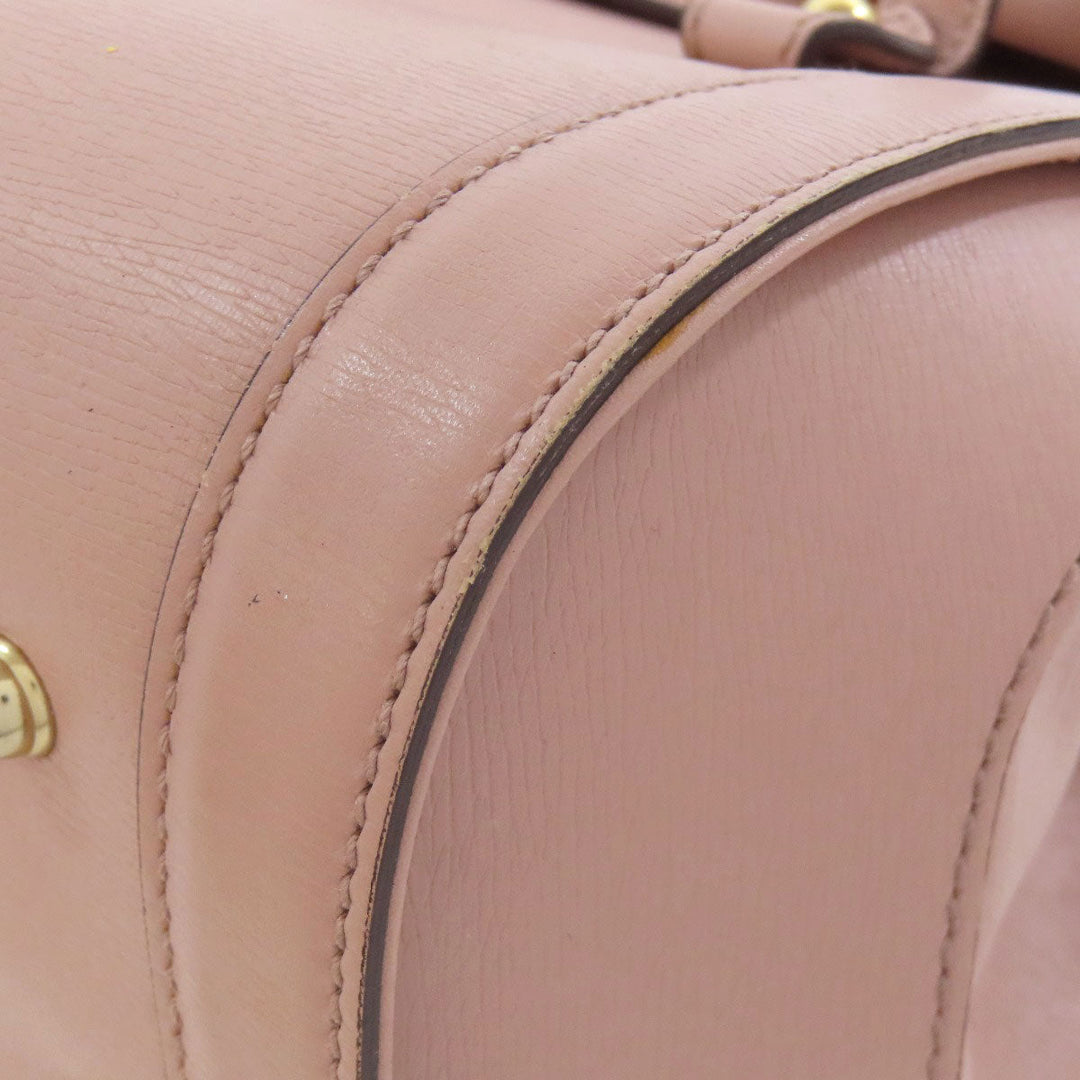 GUCCI Tote Bag 338989 leather pink Bamboo Women Used Authentic