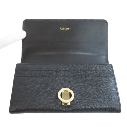 BVLGARI Long Wallet Purse leather black Bulgari Bulgari