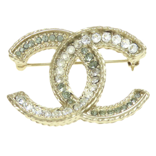 CHANEL Brooch Gold Plated gold COCO Mark rhinestone Women Used Authentic