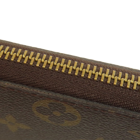 LOUIS VUITTON Long Wallet Purse M60744 Monogram canvas Brown Portefeuille Clemence mens(Unisex) Used Authentic