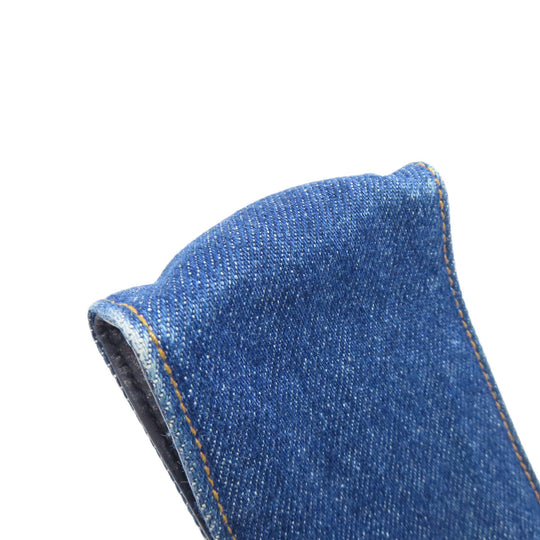 CHANEL glasses case denim blue COCO Mark Women Used Authentic