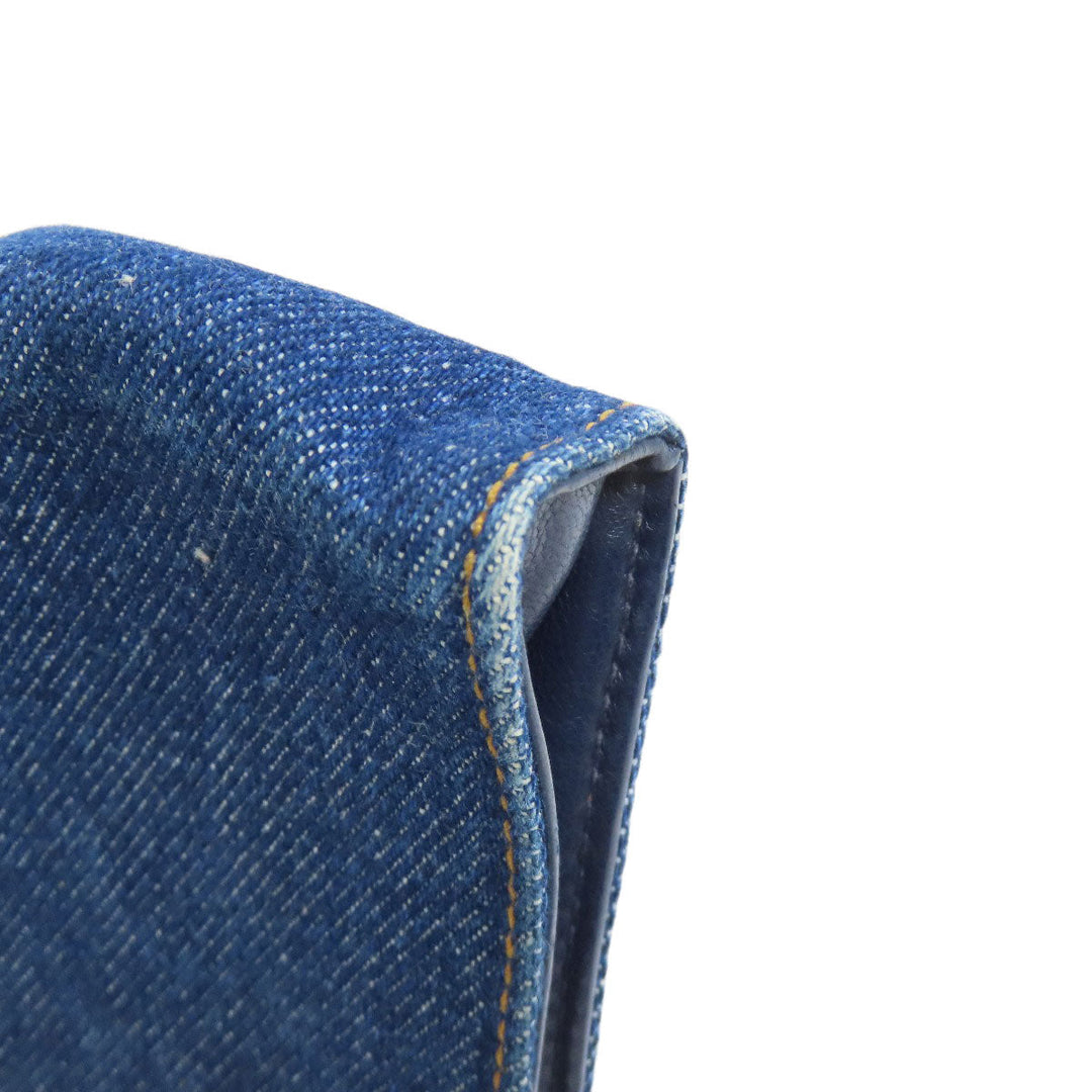CHANEL glasses case denim blue COCO Mark Women Used Authentic
