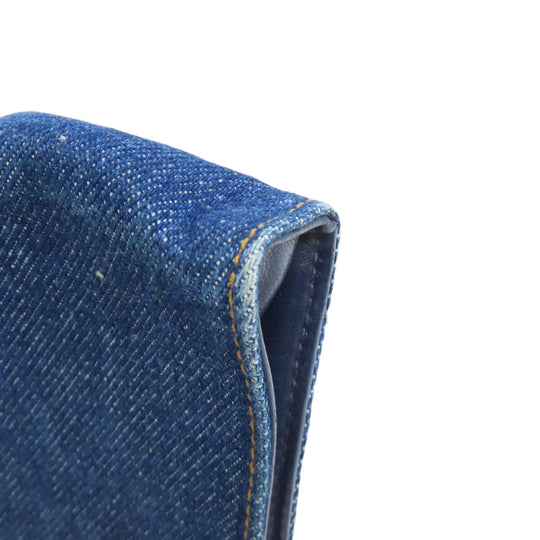 CHANEL glasses case denim blue COCO Mark Women Used Authentic
