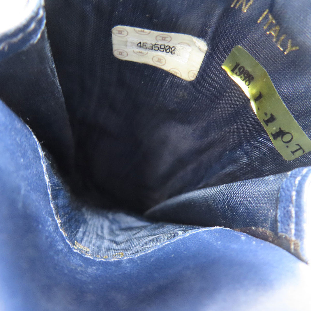 CHANEL glasses case denim blue COCO Mark Women Used Authentic
