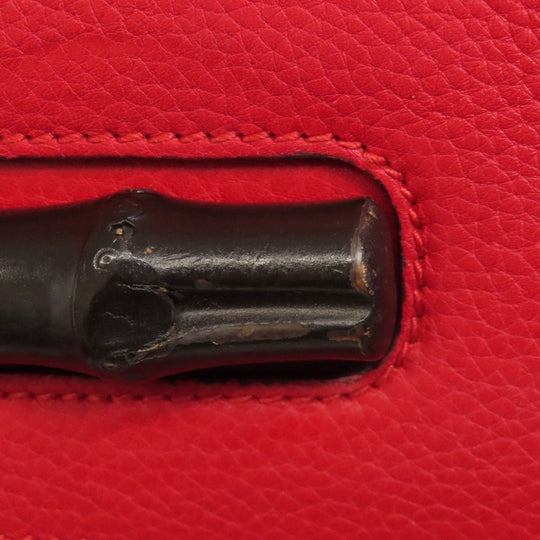 GUCCI Tote Bag 392013 leather Red Bamboo Daily 2WAY Women Used Authentic