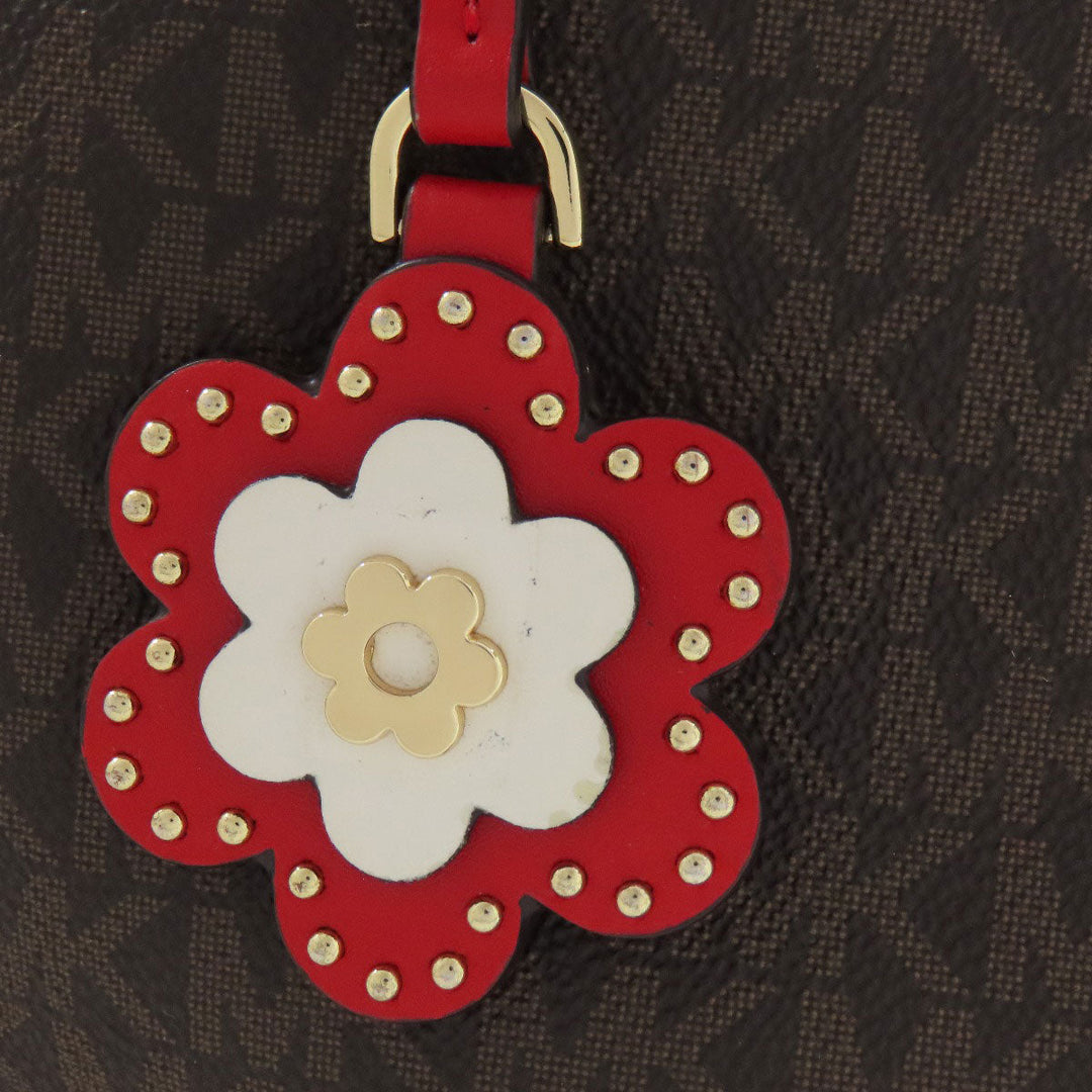 MICHAEL KORS Handbag PVC Brown MK Signature Flower Charm Women Used Authentic