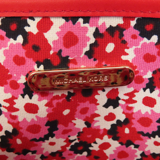 MICHAEL KORS Handbag PVC Brown MK Signature Flower Charm Women Used Authentic