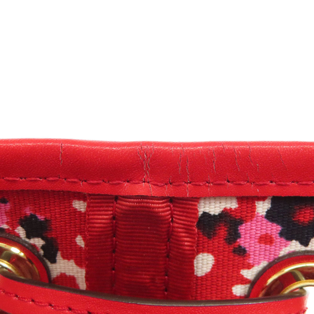MICHAEL KORS Handbag PVC Brown MK Signature Flower Charm Women Used Authentic