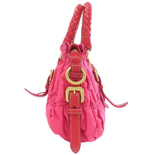 PRADA Handbag Nylon pink Gathered 2WAY