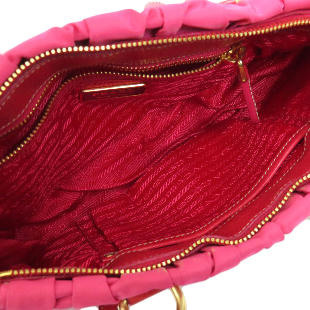 PRADA Handbag Nylon pink Gathered 2WAY