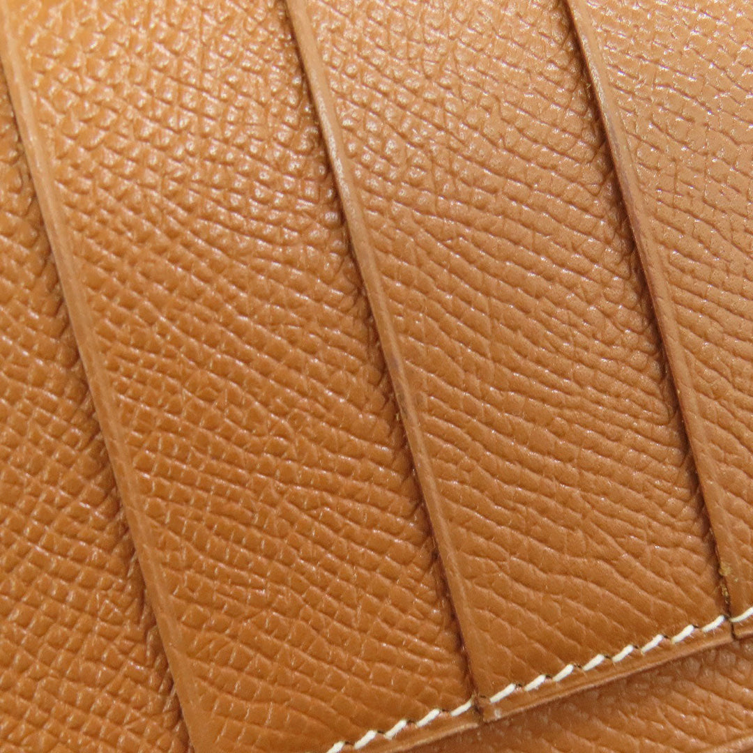 HERMES Long Wallet Purse Epsom gold Fleming Gold mens Used Authentic