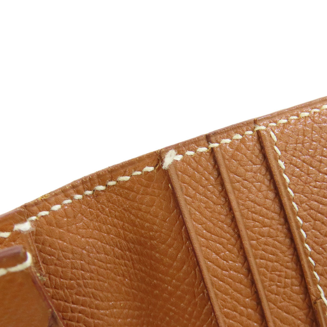 HERMES Long Wallet Purse Epsom gold Fleming Gold mens Used Authentic