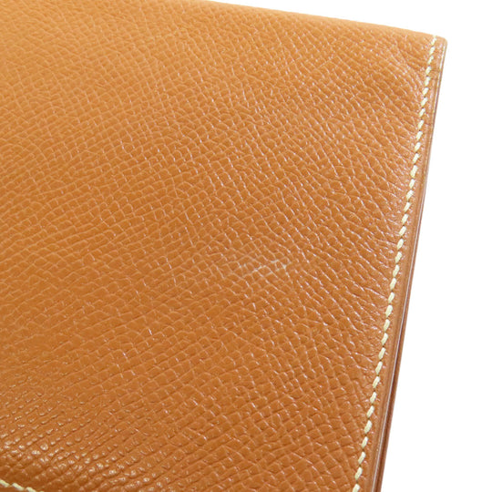 HERMES Long Wallet Purse Epsom gold Fleming Gold mens Used Authentic