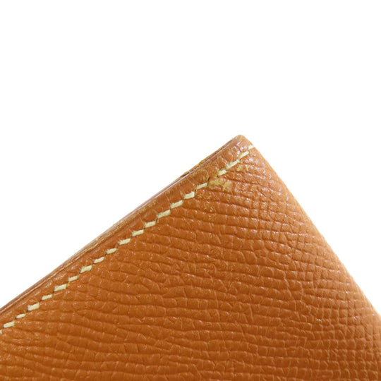 HERMES Long Wallet Purse Epsom gold Fleming Gold mens Used Authentic