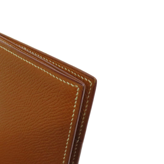 HERMES Long Wallet Purse Epsom gold Fleming Gold mens Used Authentic