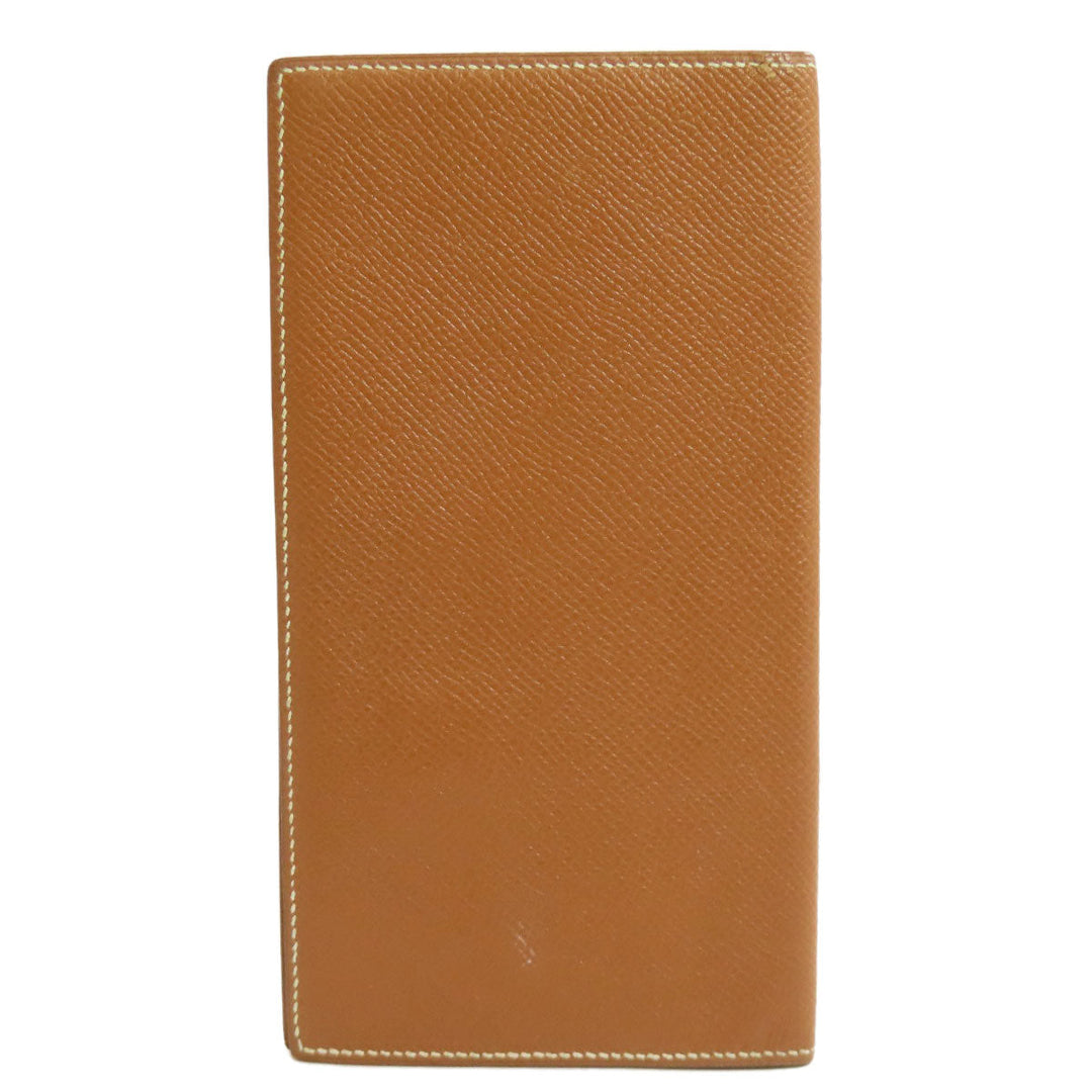 HERMES Long Wallet Purse Epsom gold Fleming Gold mens Used Authentic