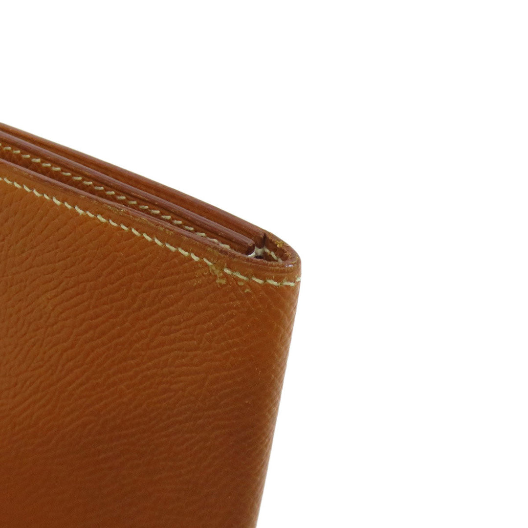 HERMES Long Wallet Purse Epsom gold Fleming Gold mens Used Authentic
