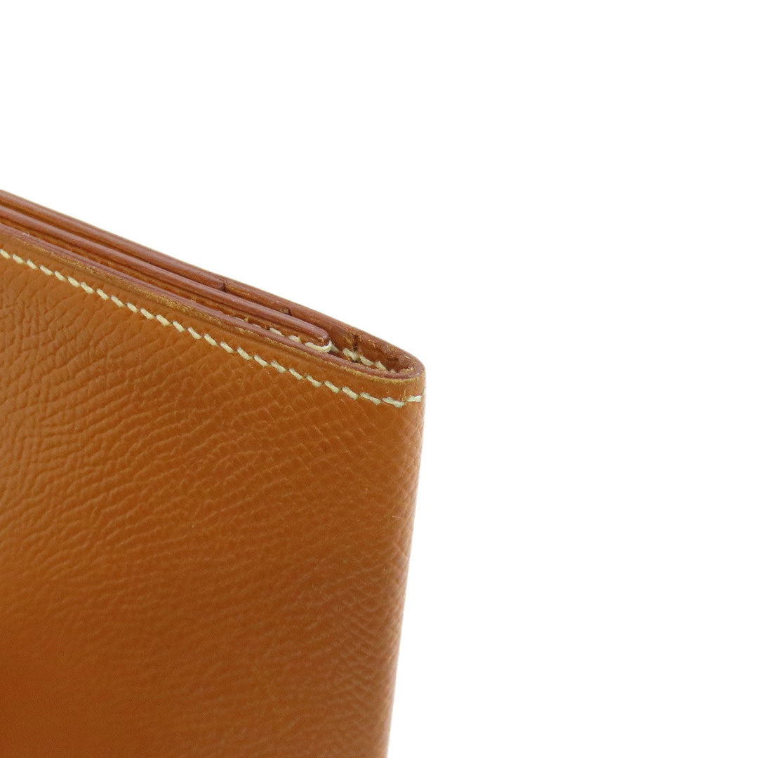 HERMES Long Wallet Purse Epsom gold Fleming Gold mens Used Authentic