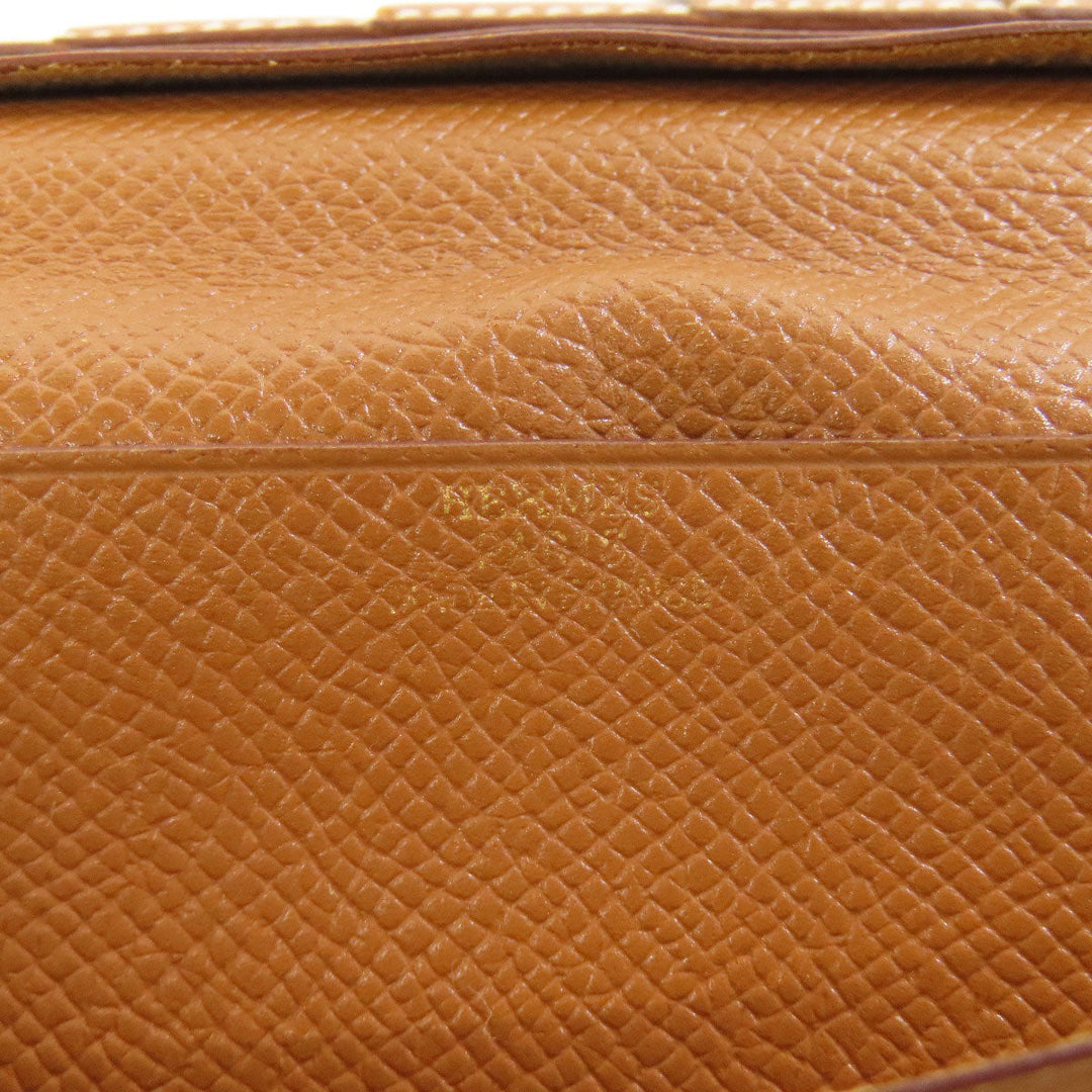 HERMES Long Wallet Purse Epsom gold Fleming Gold mens Used Authentic